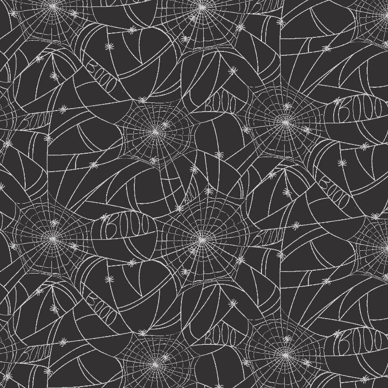 Cotton + Steel - Rifle Paper Co. - Halloween - Spider Webs - Black & Metallic Silver Metallic