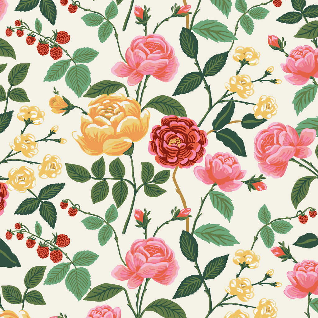 Cotton + Steel - Rifle Paper Co - Rayon - English Rose - Roses - Cream