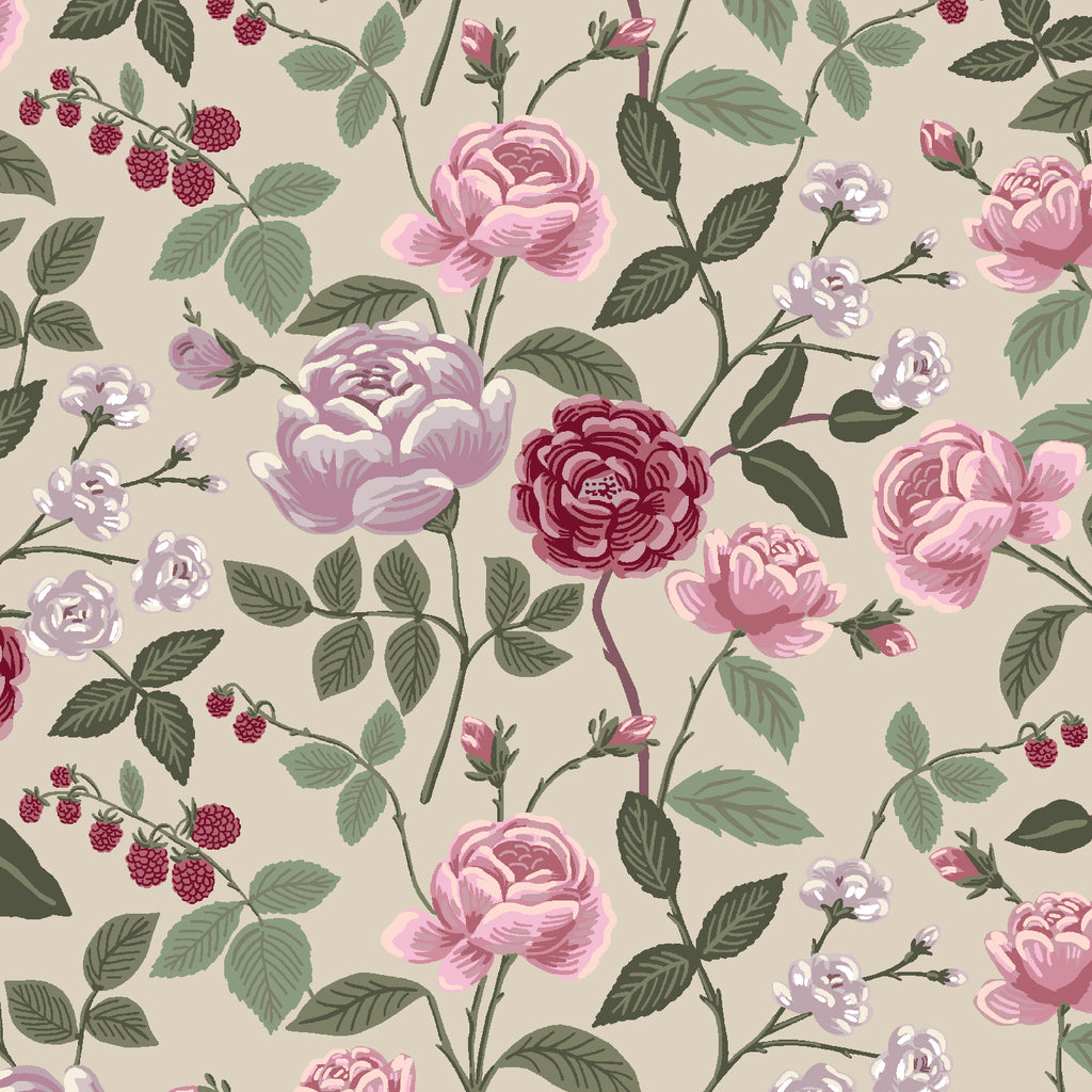 Cotton + Steel - Rifle Paper Co - Rayon - English Rose - Roses - Plum