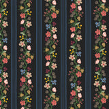 Cotton + Steel - Rifle Paper Co. - Gracie - Floral Trellis Stripe - Black