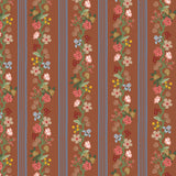 Cotton + Steel - Rifle Paper Co. - Gracie - Floral Trellis Stripe - Clay