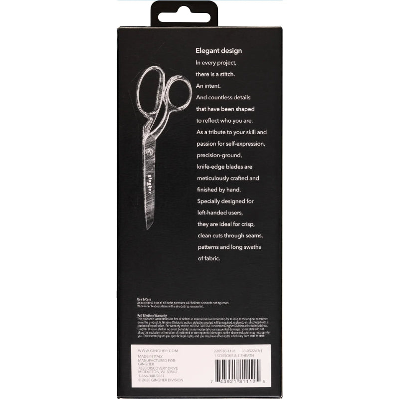 Left-Handed Gingher Knife Edge Dressmaking Shears - 8"