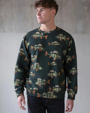 SALE - Paapii - Organic Cotton Brushed Fleece - Perches - Coniferous