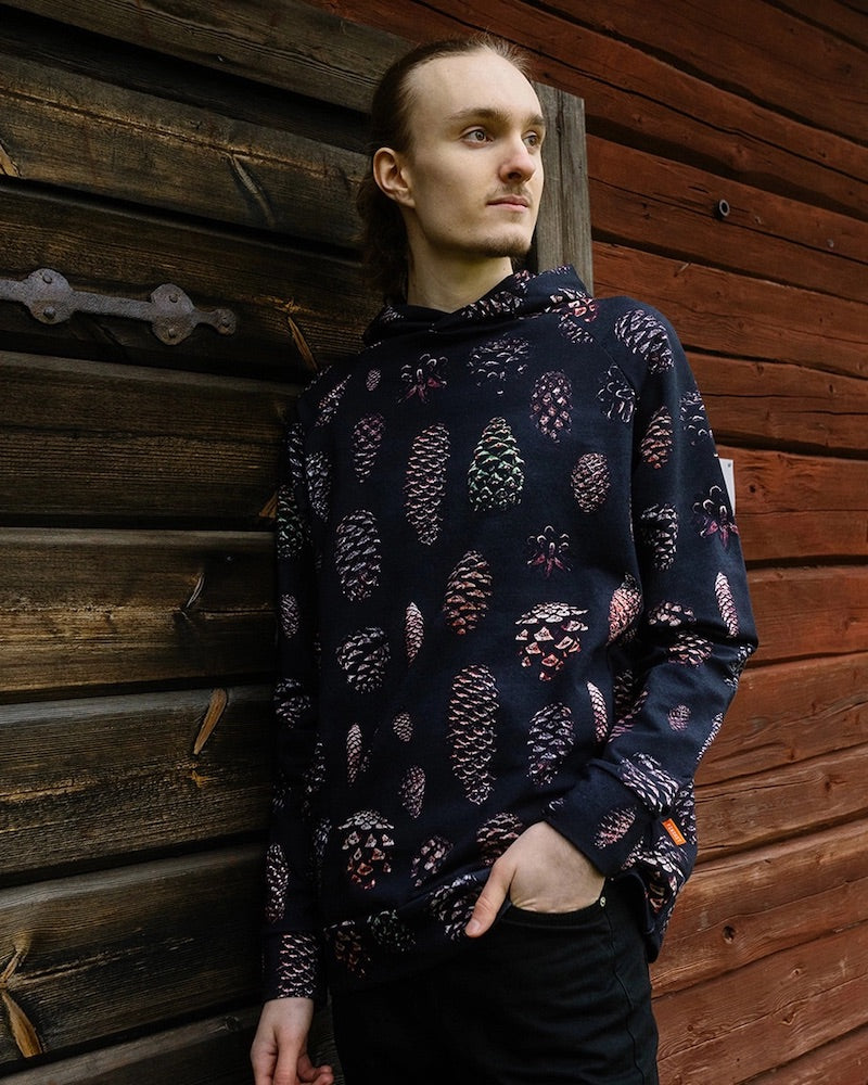 Paapii - Organic Cotton Sweatshirt Knit - Cones - Charcoal