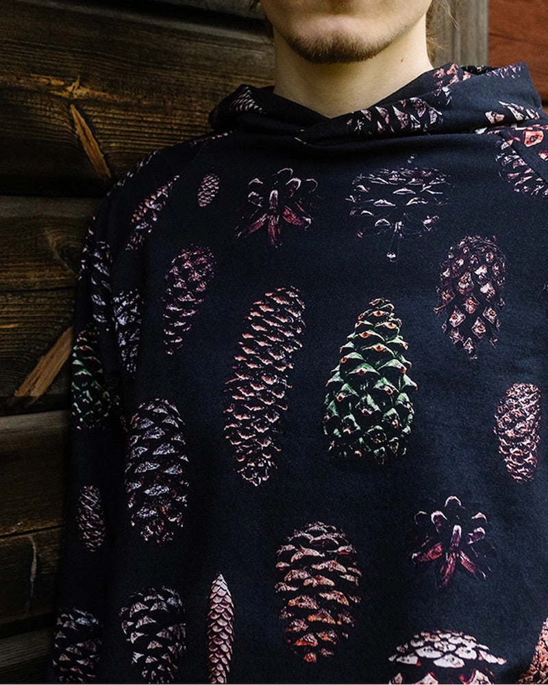 Paapii - Organic Cotton Sweatshirt Knit - Cones - Charcoal