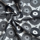 Kobayashi - Cotton Double Jacquard - Abstract Floral - Black & Gray