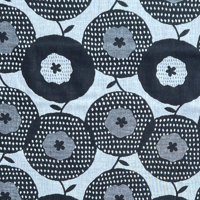 Kobayashi - Cotton Double Jacquard - Abstract Floral - Black & Gray