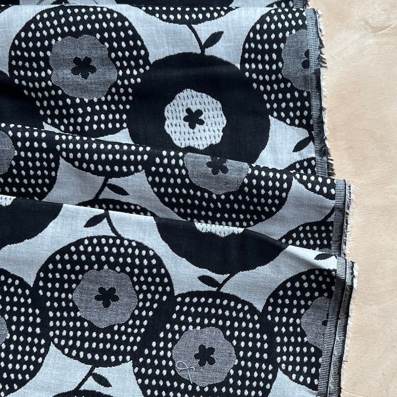 Kobayashi - Cotton Double Jacquard - Abstract Floral - Black & Gray