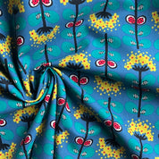 Kobayashi - Cotton Linen Canvas - Hydrangea Lines - Teal