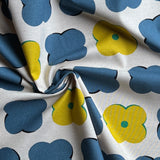 Kobayashi - Cotton Linen Canvas - XL Simple Flowers - Blue & Yellow
