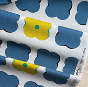 Kobayashi - Cotton Linen Canvas - XL Simple Flowers - Blue & Yellow