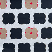 Kobayashi - Cotton Linen Canvas - XL Simple Flowers - Black, Tan, & Red