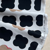 Kobayashi - Cotton Linen Canvas - XL Simple Flowers - Black, Tan, & Red