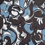 Kobayashi - Cotton Linen Canvas - Wiggly Floral - Brown & Blue