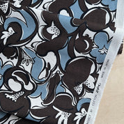 Kobayashi - Cotton Linen Canvas - Wiggly Floral - Brown & Blue