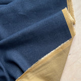 Kokka - Rayon Hemp Canvas - Deep Blue & Mustard