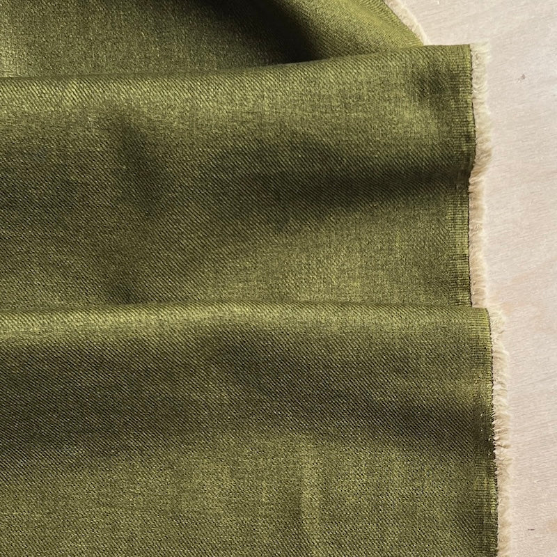 Kokka - Cotton Linen Viella - Distressed Solid - Olive Green