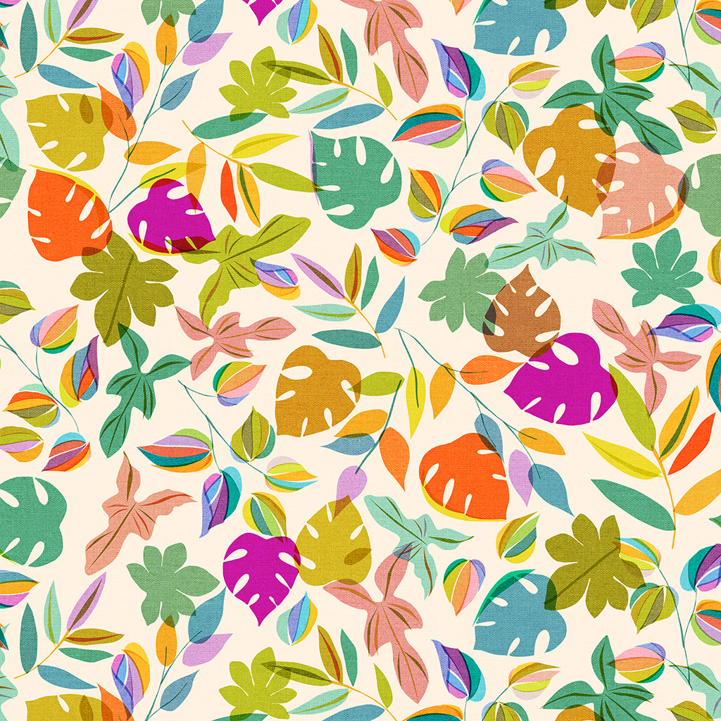 Clothworks - Rainbow Dreams - Leaves - Cream