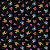 Clothworks - Fantasticats - Digital Birds - Black