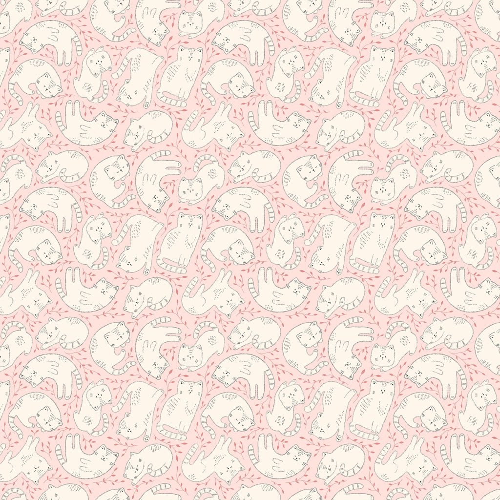 Clothworks - Kitten Fun - Tossed Kittens - Light Pink