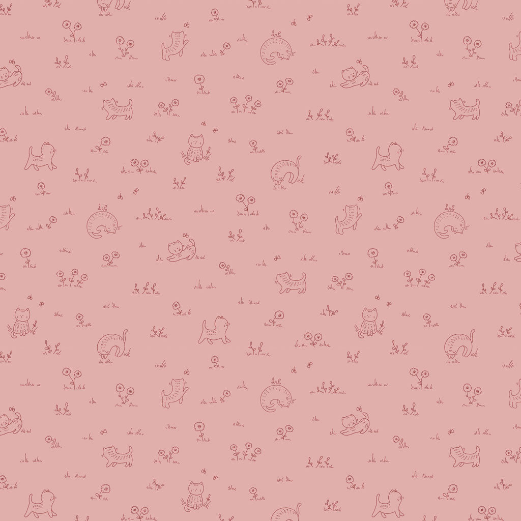 Clothworks - Kitten Fun - Playful - Tonal Pink