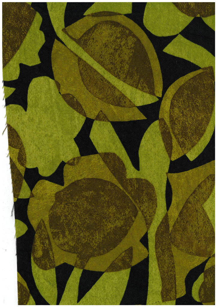 Kokka - Lightweight Cotton/Linen Canvas - Linnea Big Flower - Olive