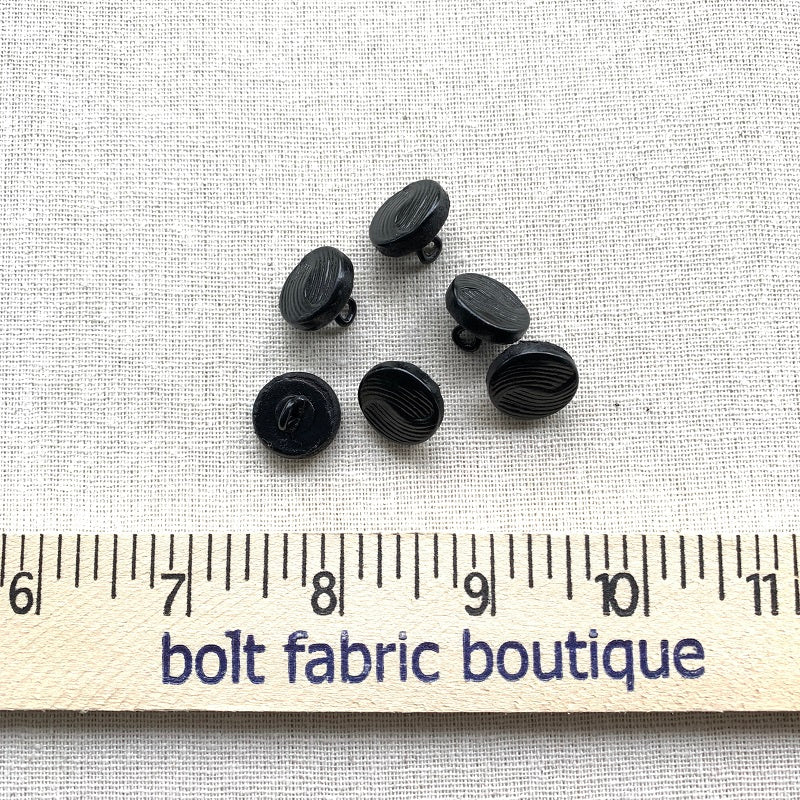 Leather Swirl Button - 15mm (5/8") - Black