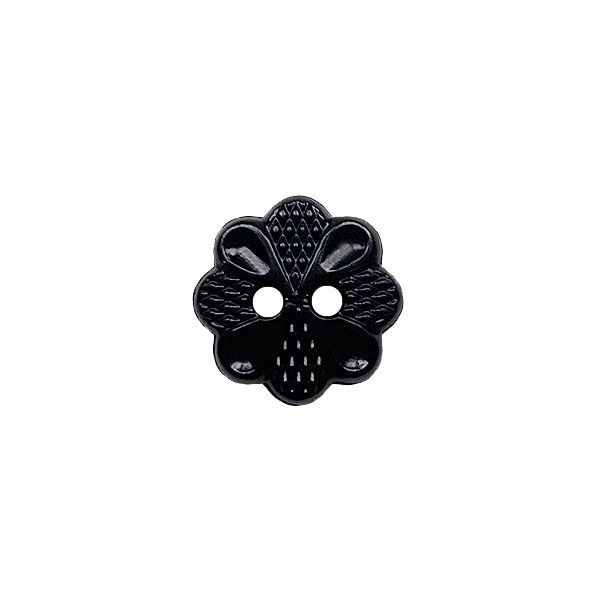 Dill - Black Flower Button - 13mm