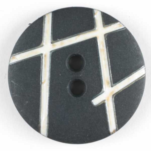 Dill - Black with White Bars Button - 23mm