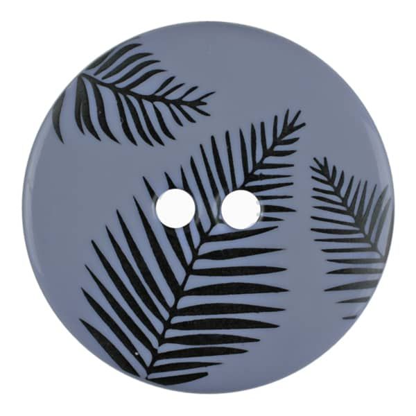Dill - Fern Leaves Button - Blue - 13mm