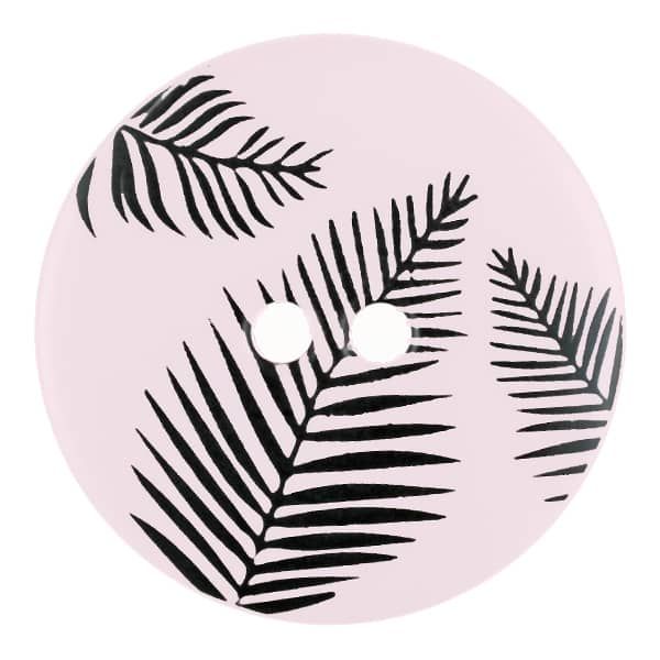 Dill - Fern Leaves Button - Pink- 13mm