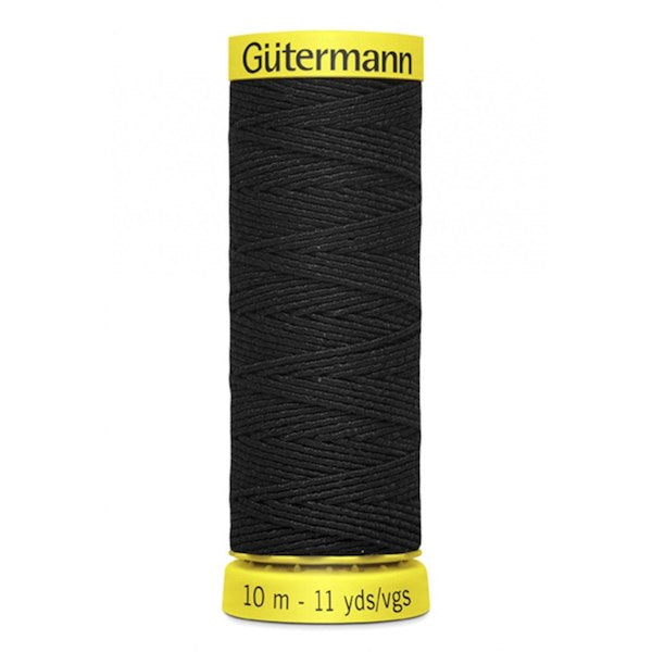 Gutermann Elastic Thread - 11 yard - Black - Shirring Elastic