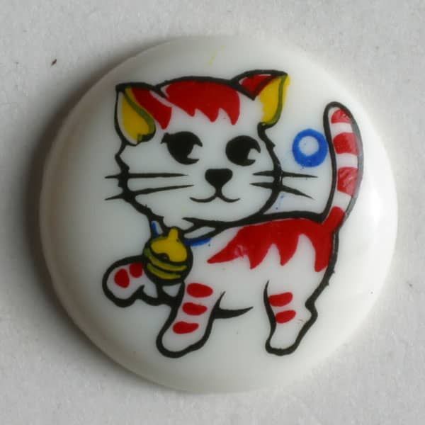 Dill - Shank Cat Button - White - 15mm