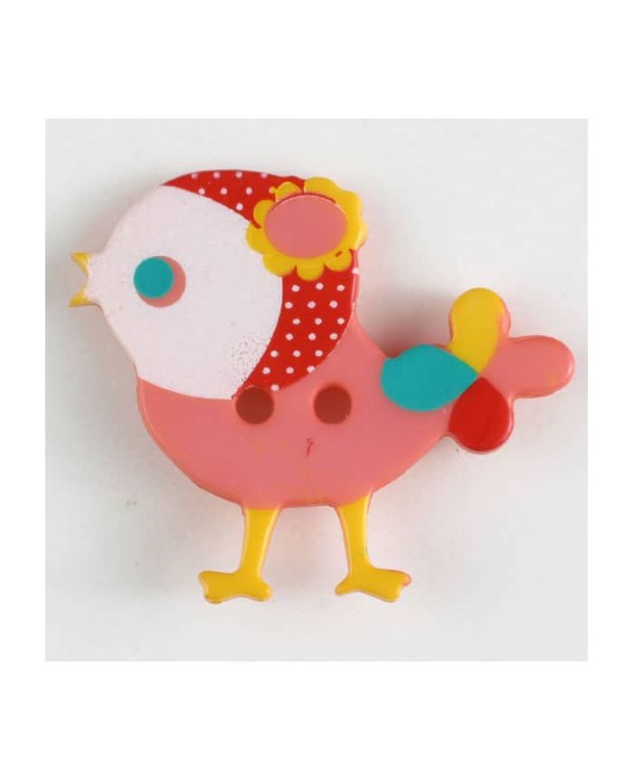 Dill - Bird Button - Pink - 25mm