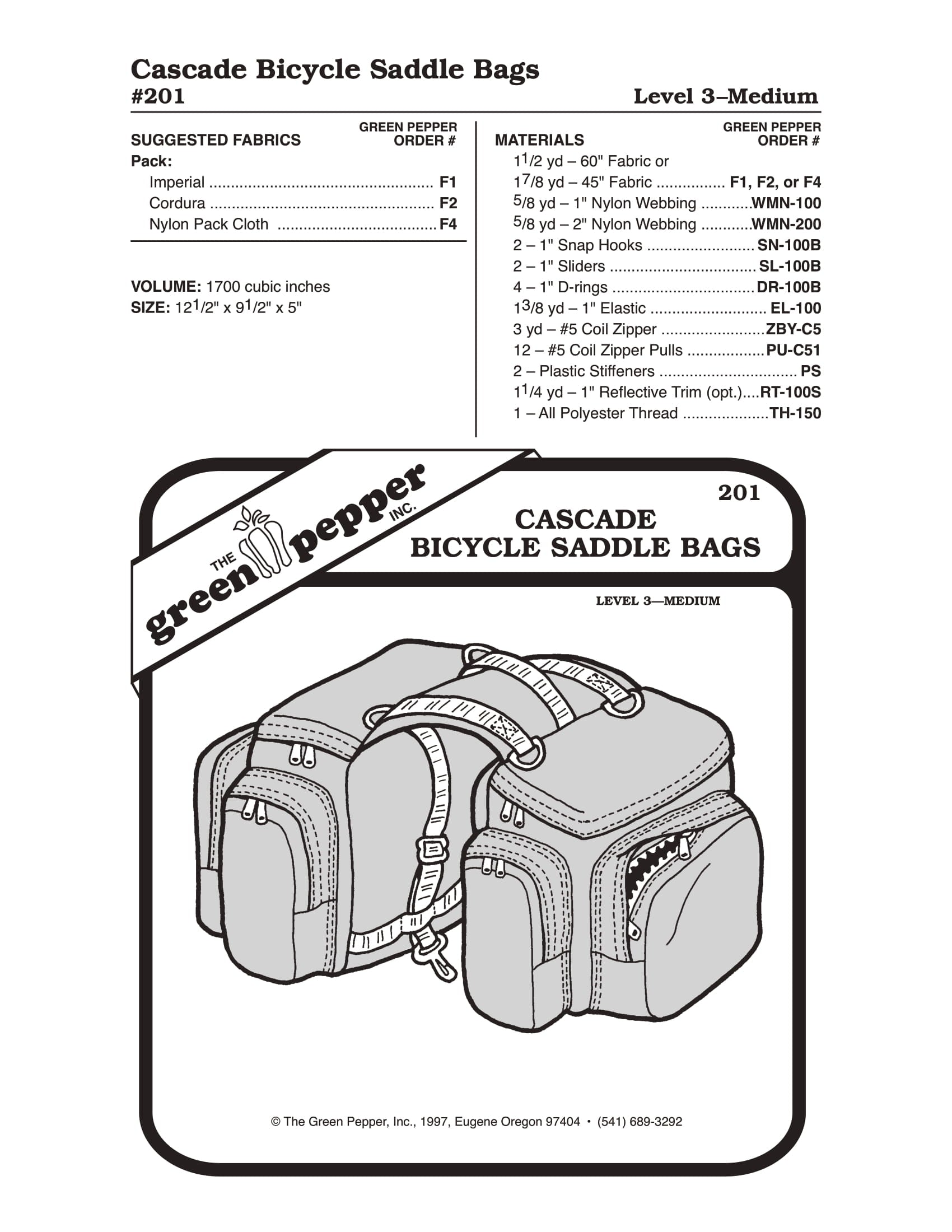 The Green Pepper - 201 - Cascade Bicycle Saddle Bags