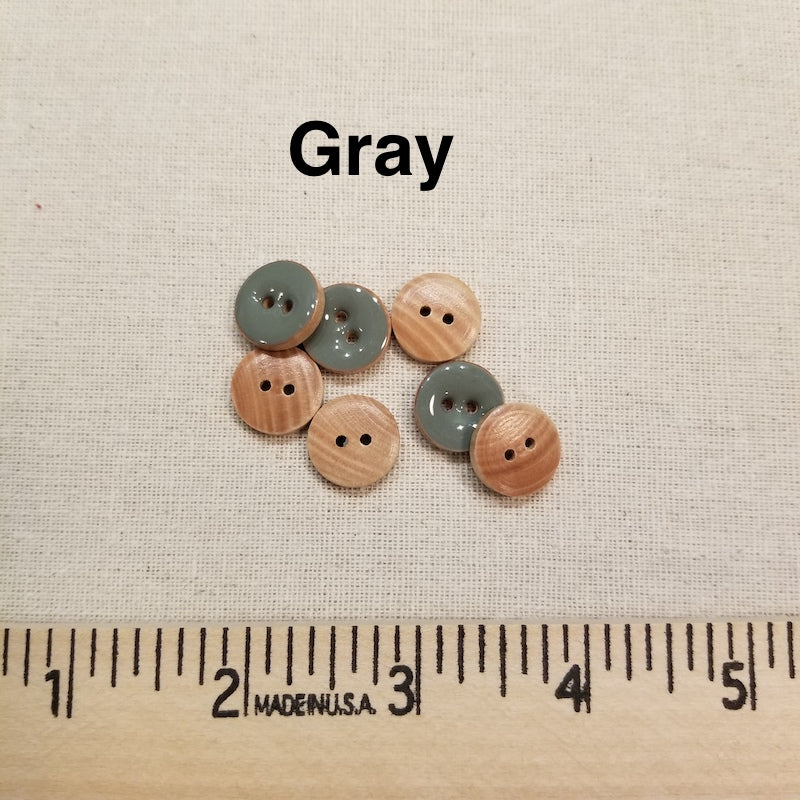 Enamel Covered Wood Button - 15mm - Various