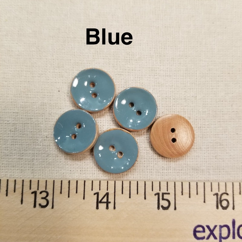 Enamel Covered Wood Button - 20mm - Various
