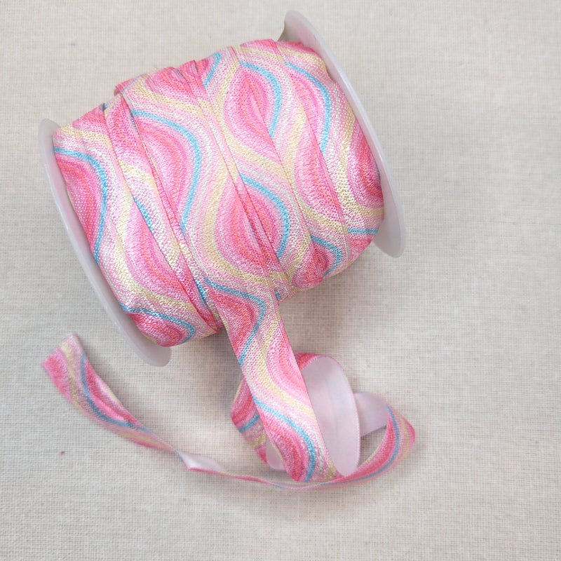 Fold Over Elastic (FOE) - Pastel Pink Zig Zag - 15mm