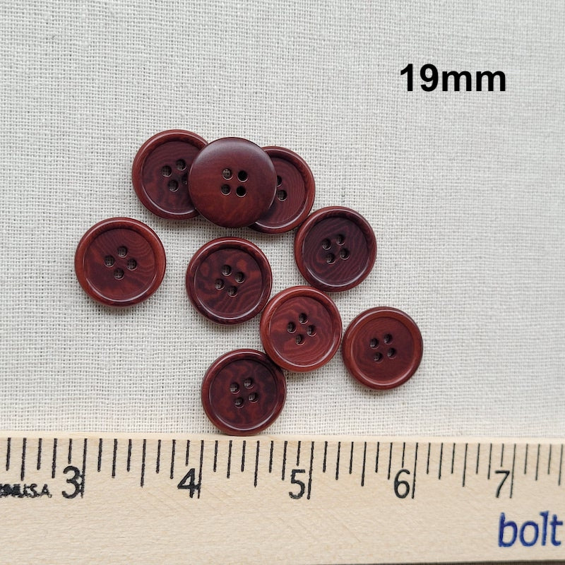 Faux Rimmed Wood Button - Walnut - Various