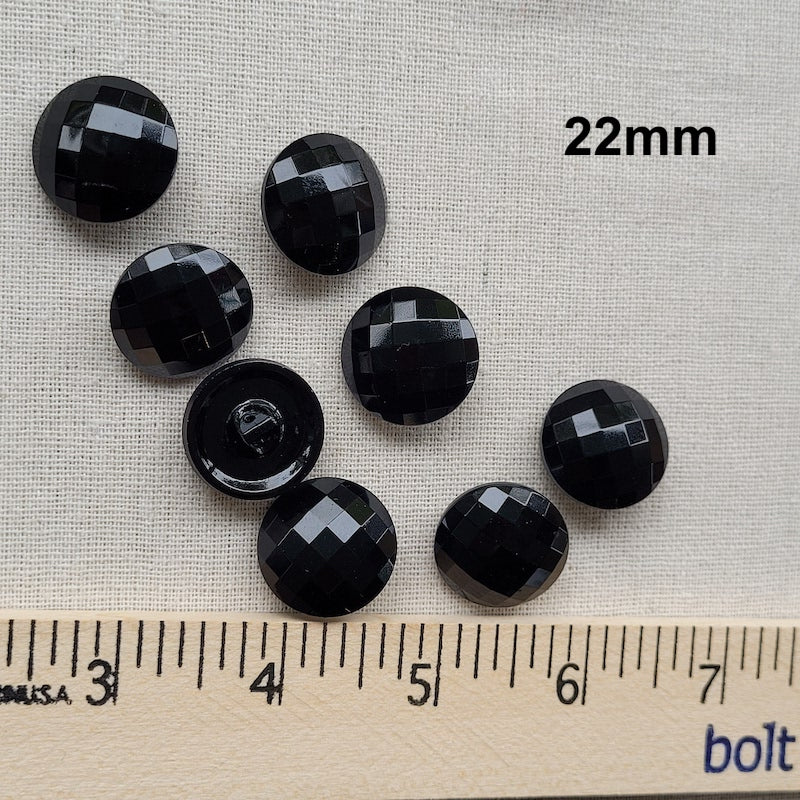 Disco Ball Shank Button - Black - Various