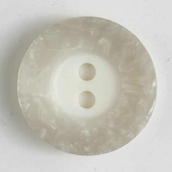 Dill - White Button With Cloudy Grey Rim - 15mm