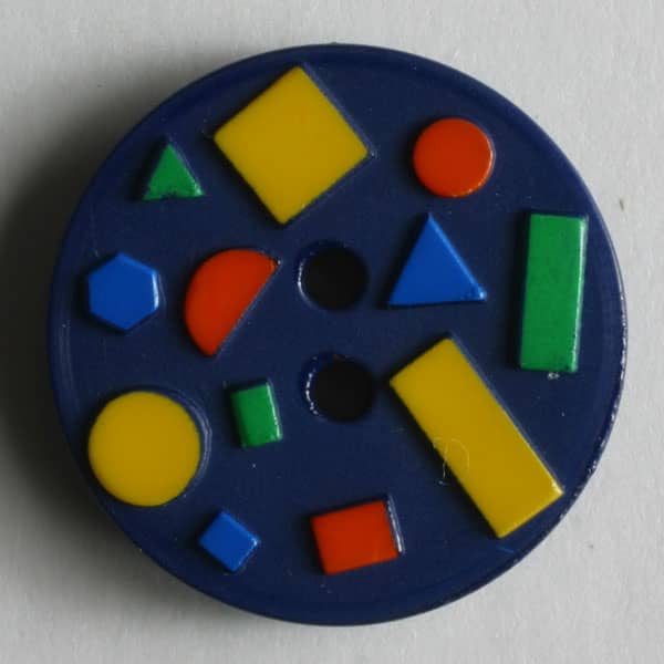 Dill - Blue With Colored Blocks Button - 18mm