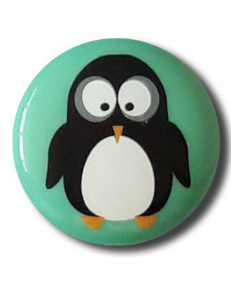 Dill - Penguin on Mint Shank Button - 15mm