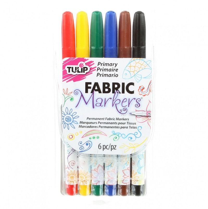 Tulip Fine Tip Primary 6 Pack Fabric Markers - Various