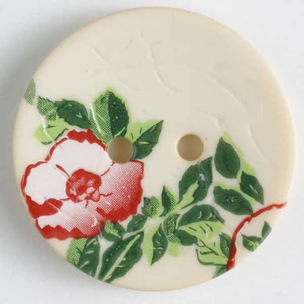 Dill - White Background With Rose Button - 20mm