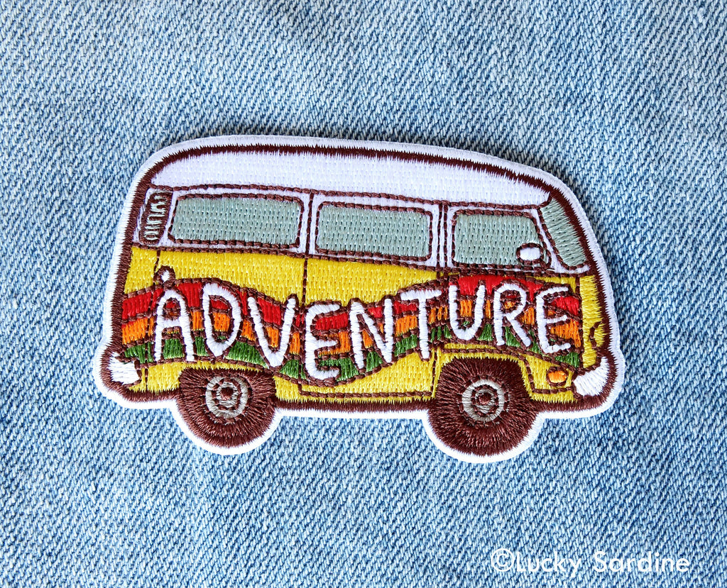Lucky Sardine - Embroidered Patch - Rainbow Hippie Van - Adventure