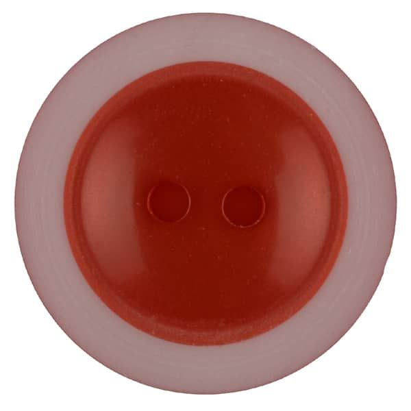 Dill - Red Two Hole Button With Light Rim - 18mm