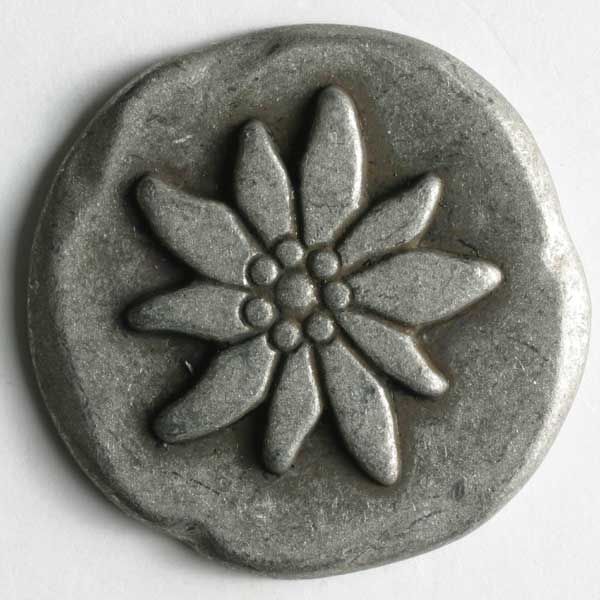 Dill - Edelweiss Flower Metal Button - 25mm