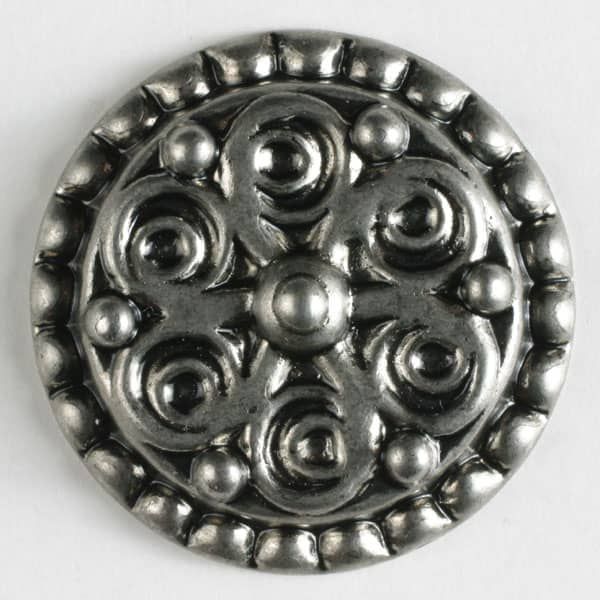 Dill - Ornate Antique Silver Button - 28mm