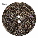 Dill - Round Glitter Button - Black - 18mm